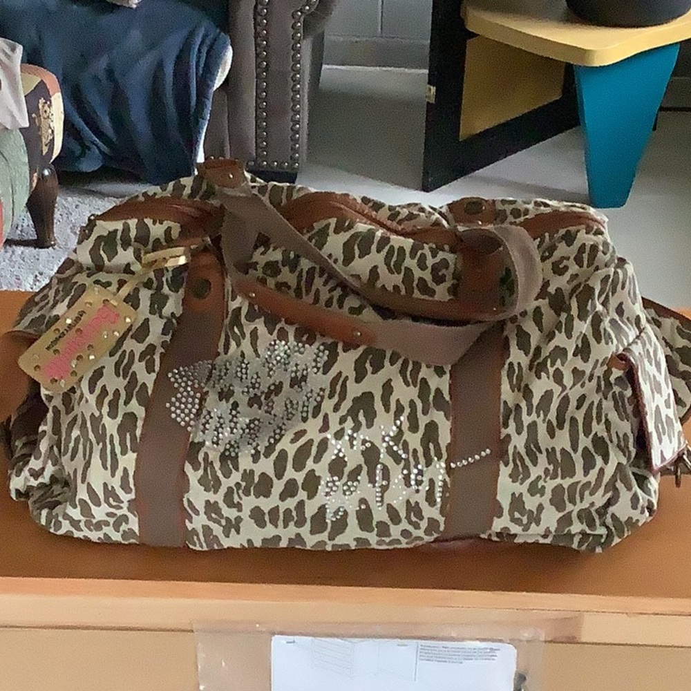 EUC Betsey Johnson Betseyville corduroy leopard Weekender